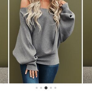 Off shoulder grey sweater